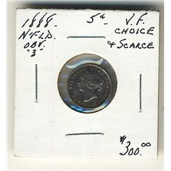 Nfld 1888 5¢ Obv 3 Choice VF.Catalogue Value:  300