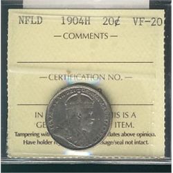 Nfld 1904H 20¢ ICCS VF20.Catalogue Value:  35