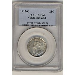 Nfld 1917c 25¢ PCGS MS62.  Crisp eye appeal.Catalogue Value:  300