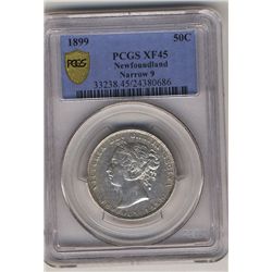 Nfld 1899 50¢ Nar 9 PCGS XF45.Catalogue Value:  625