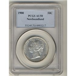 Nfld 1900 50¢ PCGS AU50.  White with strong lustre.Catalogue Value:  900