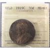 Image 1 : Nfld 1919C 50¢ ICCS MS63, Nice shades of gold, russet and green.  A scarce date.Catalogue Value:  12