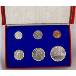 Specimen set, 1937 Matte set with original red box.  Silver coins are mostly brilliant and quite att