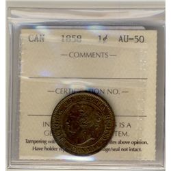 1858 1¢ ICCS AU50.Catalogue Value:  325