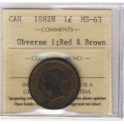 1882H 1¢ Obv 1 ICCS MS63RB.Catalogue Value:  270