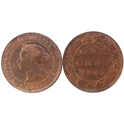 1884 1¢ ICCS MS64RD. Strong 85% red and lustrous coin.Catalogue Value:  500