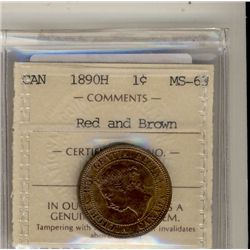 1890H 1¢ ICCS MS63RB.Catalogue Value:  300