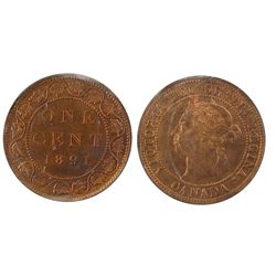 1891 1¢ Obv 3 SL SD ICCS MS-64RD.  Tough issue for grade.Catalogue Value:  3150