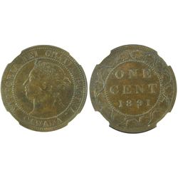 1891 SDLL 1¢ NGC AU58, a nice chocolate brown example.  Scarce variety.Catalogue Value:  1000
