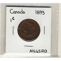 1893 1¢, nice MS RB issue.Catalogue Value:  225