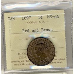 1897 1¢ ICCS MS64RB.Catalogue Value:  300