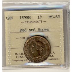 1898H 1¢ ICCS MS63RB.  Looks much better.Catalogue Value:  300