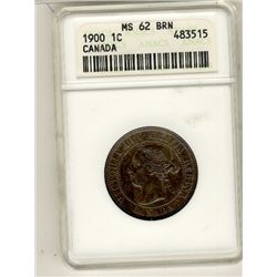 1900 1¢ ANACS MS62BN.  Lustrous key issue with trace of red.Catalogue Value:  200