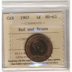 1907 1¢ ICCS MS63RB.Catalogue Value:  180