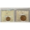 Image 1 : 1911 1¢ & 1938 ICCS MS64RD.  Lot of 2 coins.Catalogue Value:  155