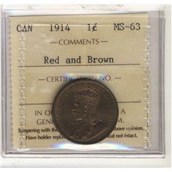 1914 1¢ ICCS MS63RB.Catalogue Value:  110