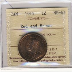 1915 1¢ ICCS MS63RB.Catalogue Value:  100