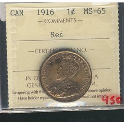 1916 1¢ ICCS MS-65 Red VERY HIGH GRADE.Catalogue Value:  450