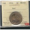 Image 1 : 1916 1¢ ICCS MS-65 Red VERY HIGH GRADE.Catalogue Value:  450
