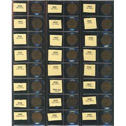 1920 to 2008 1¢ Lot. Complete collection comes in old Green Coin Album.  VG to UNC.Catalogue Value: 