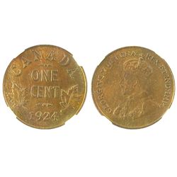 1924 1¢ NGC MS65 BN, nice lustre with lovely surfaces.  Key date.Catalogue Value:  3000