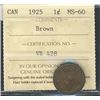 Image 1 : 1925 1¢ ICCS MS-60, brown Key date.Catalogue Value:  275