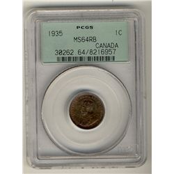 1935 1¢ PCGS MS64RB.  Strong underlying lustre.Catalogue Value:  40
