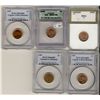 Image 1 : 1943 1¢, 1949 A Betw(3), 1949 A to MS60.  Lot of 5 graded coins by different services UNC60 to UNC65