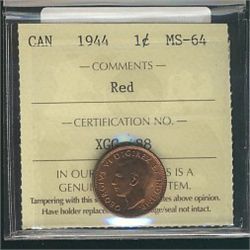 1944 1¢ ICCS MS64RD.Catalogue Value:  180