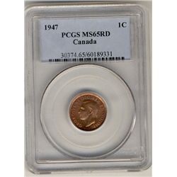 1947 1¢ PCGS MS65RD.  Gem full red issue.Catalogue Value:  60