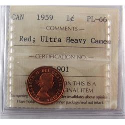 1959 1¢ ICCS PL66 Ultra Heavy Cameo.Catalogue Value:  450
