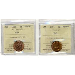1964 1¢ & 1966 ICCS MS66RD.  Lot of 2 coins.Catalogue Value:  170