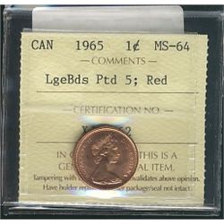 1965 1¢ LgBds Ptd 5 ICCS MS64RD.Catalogue Value:  100