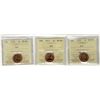 Image 1 : 1970 1¢, 1977 & 1978 ICCS MS66RD.  Lot of 3 coins.Catalogue Value:  225