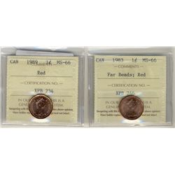 1983 1¢ Fr Bds & 1989 ICCS MS66RD.  Lot of 2 coinsCatalogue Value:  180