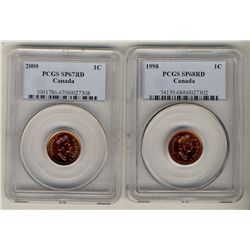 1998 1¢ SP68 & 2000 SP67 PCGS Red.  Lot of 2 coins.Catalogue Value:  100