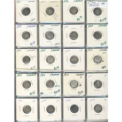1870 to 1926 Nr 5¢ Lot.  Comes in 2x2 (20 Pkt pages). Includes 1870(2), 1891, 1898, 1899(3), 1904, 1