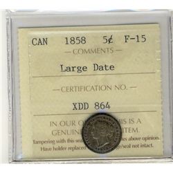 1858 5¢ Lg Date ICCS F15.Catalogue Value:  380