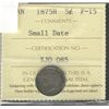 Image 1 : 1875H 5¢ ICCS F-15 SMALL DATE RARE.Catalogue Value:  475
