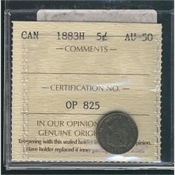 1883H 5¢ ICCS AU50.Catalogue Value:  650