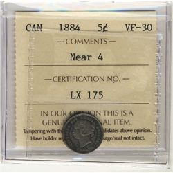 1884 5¢ ICCS VF30.  Key date.Catalogue Value:  900