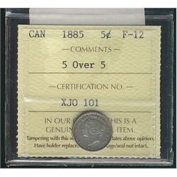 1885 5¢ 5 over 5 ICCS F12.  Popular variety.Catalogue Value:  200