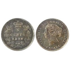 1886 5¢ Sml 6 ICCS MS64 Heavy Cameo.  Intense golden tones.  Rare.Catalogue Value:  4500