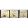 Image 1 : 1899 5¢, 1901 & 1909 Ptd Lvs ICCS EF40.  Lot of 3 coins.Catalogue Value:  230
