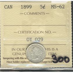 1899 5¢ ICCS MS-62 NICE HIGH GRADE VICTORIAN.Catalogue Value:  300