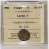 Image 1 : 1902H 5¢ Lg H ICCS MS64. Intense reddish tones.Catalogue Value:  175