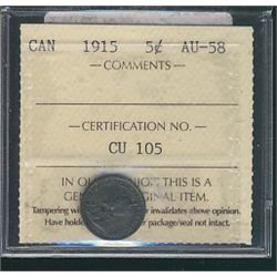 1915 5¢ ICCS AU58.Catalogue Value:  350