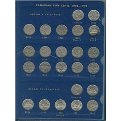1922 to 1964 5¢ Partial Set in Old Blue Whitman holder.  Includes as key dates 1925 F+ & 1926 Nr EF.