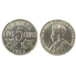 1922 5¢ PCGS MS65.  Super lustre with full band.Catalogue Value:  1000