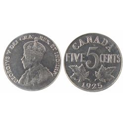 1925 5¢ ICCS AU55.  Nice lustre and well struck.  A nice grade.Catalogue Value:  1400